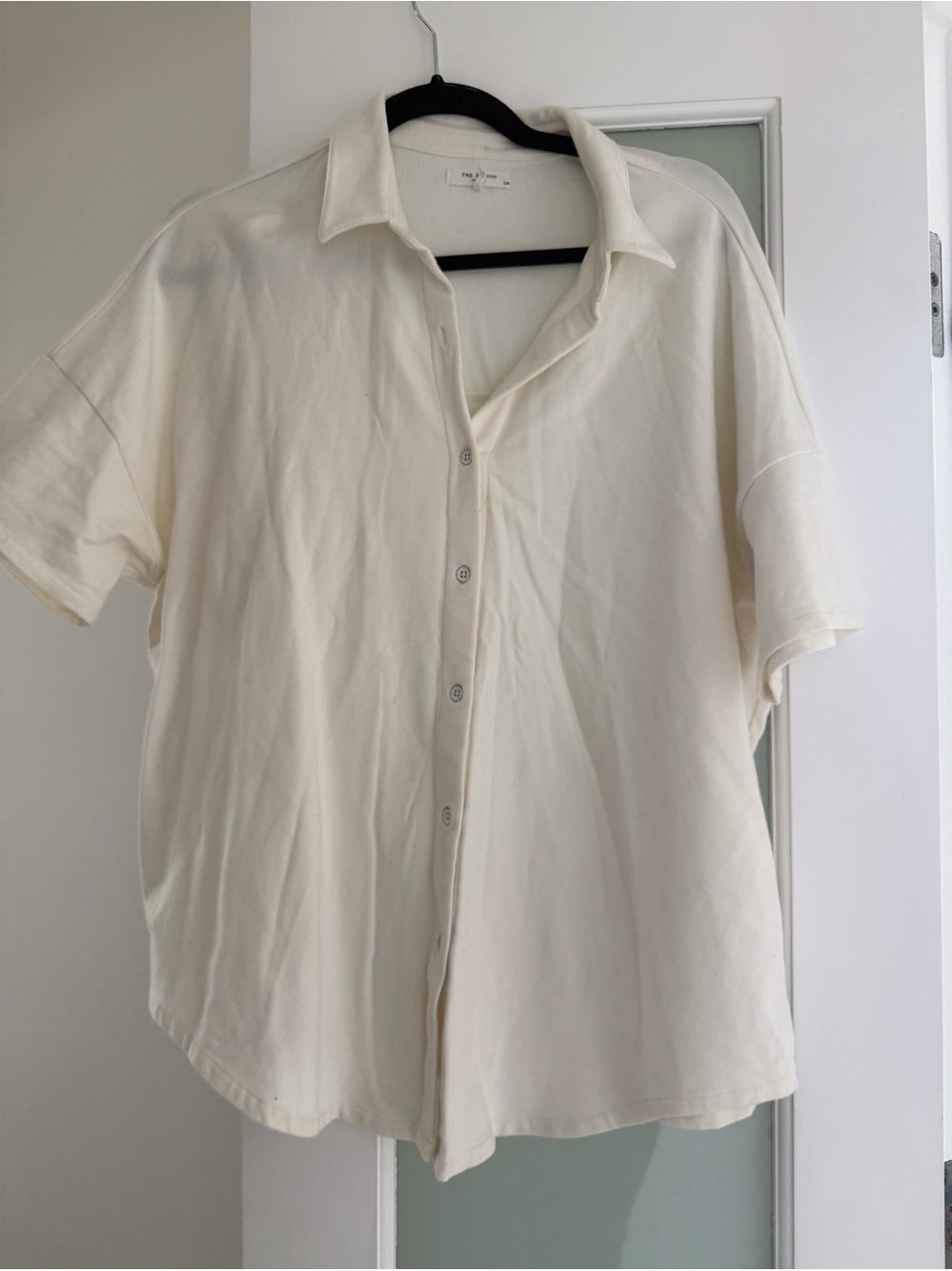 Rag & Bone terry creme button down shirt large